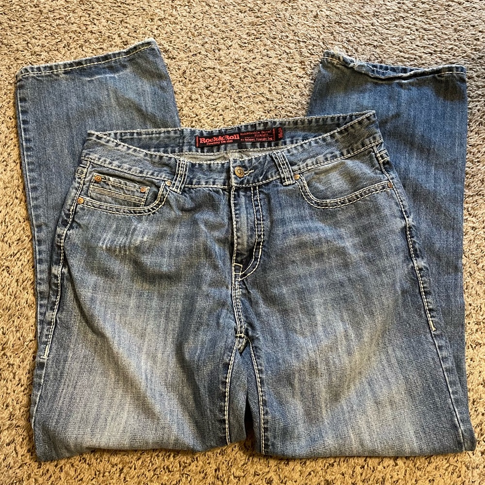 Rock & Roll Cowboy denim double barrel straight relaxed straight leg. 36x34.